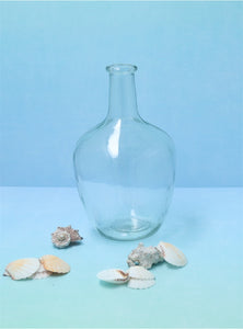Clear glass rum bottle vase sml