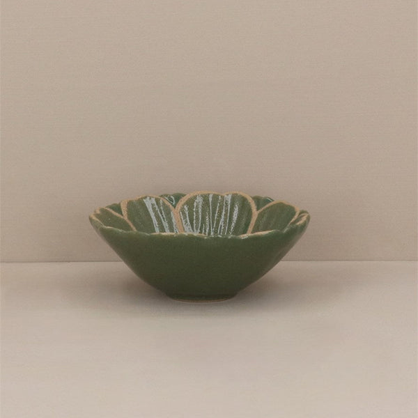 Green Stoneware Flower Bowl Sml
