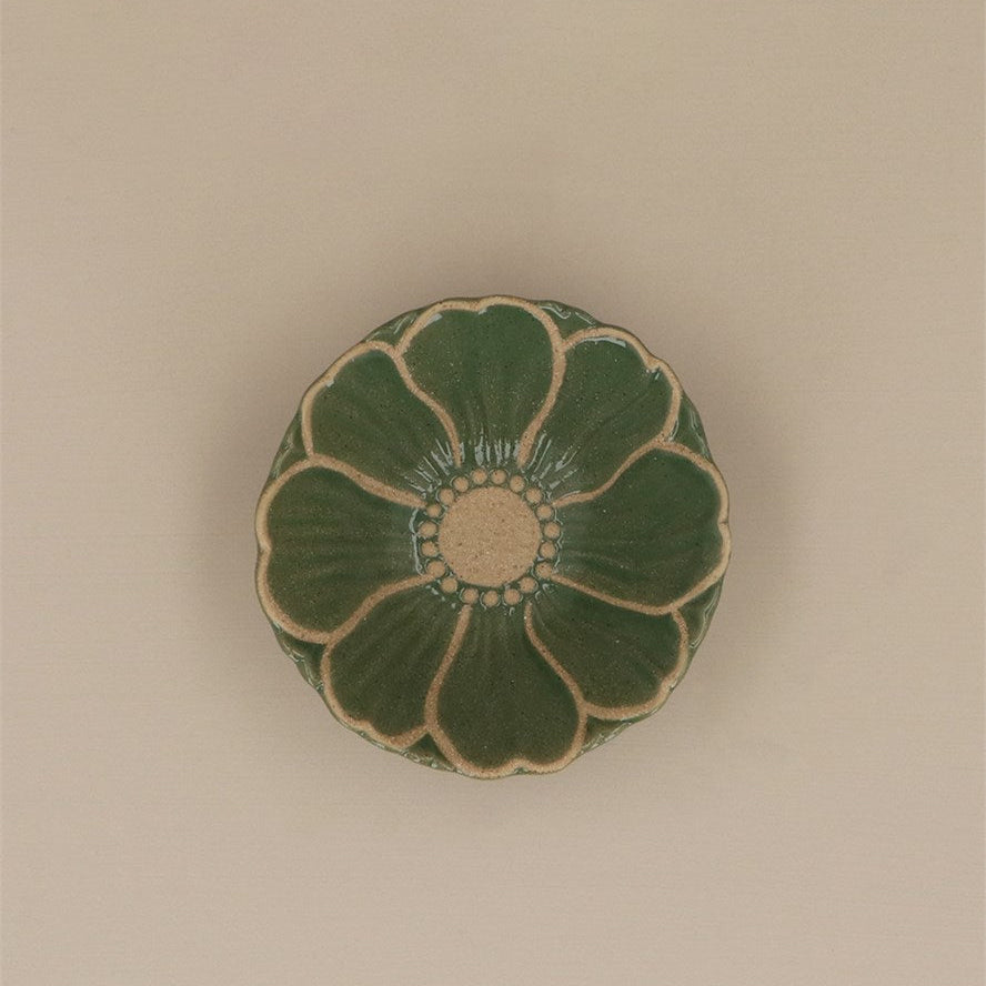 Green Stoneware Flower Bowl Sml