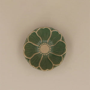 Green Stoneware Flower Bowl Sml
