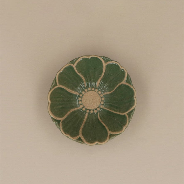 Green Stoneware Flower Bowl Sml