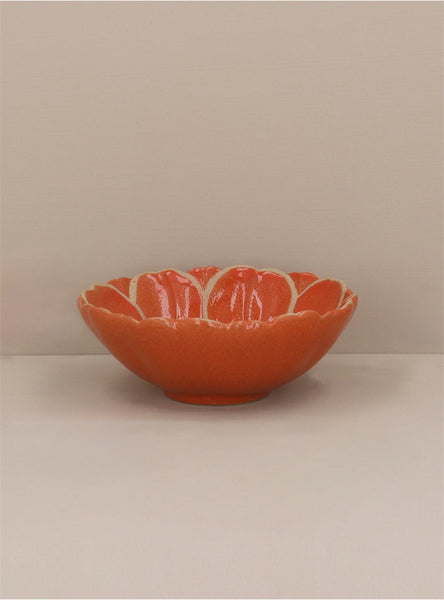 Orange Stoneware Flower Bowl Sml