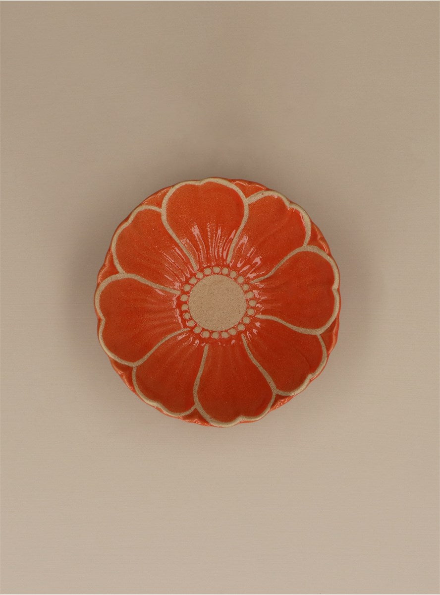 Orange Stoneware Flower Bowl Sml