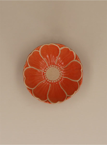 Orange Stoneware Flower Bowl Sml