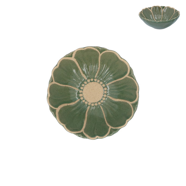 Green Stoneware Flower Bowl Sml