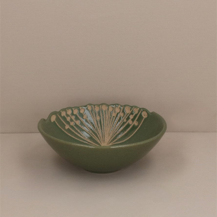 Stoneware Bowl | Seed Head | Green