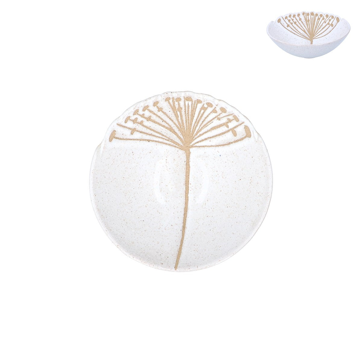 White Stoneware Seed Head Bowl Sml