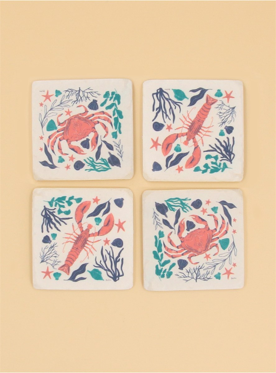 Crab & Lobster Design Resin Coasters