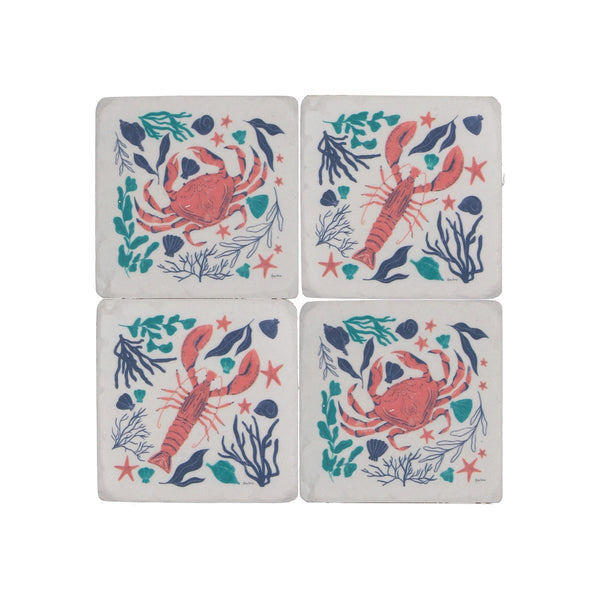 Crab & Lobster Design Resin Coasters