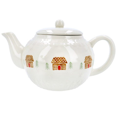 Gingerbread House Stoneware Tea Pot