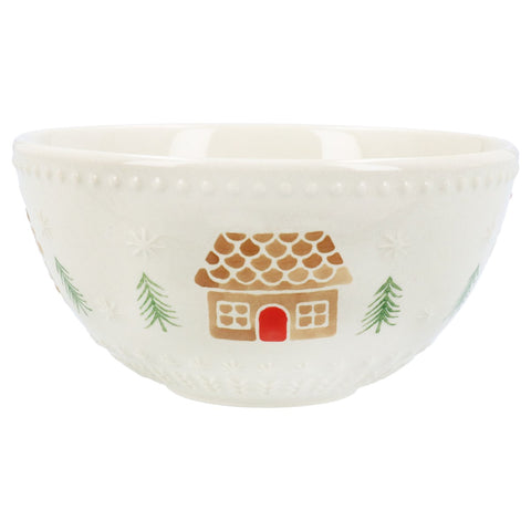 Gingerbread House Stoneware Bowl Lge