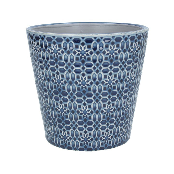 Navy Mosaic Stoneware Pot Cover