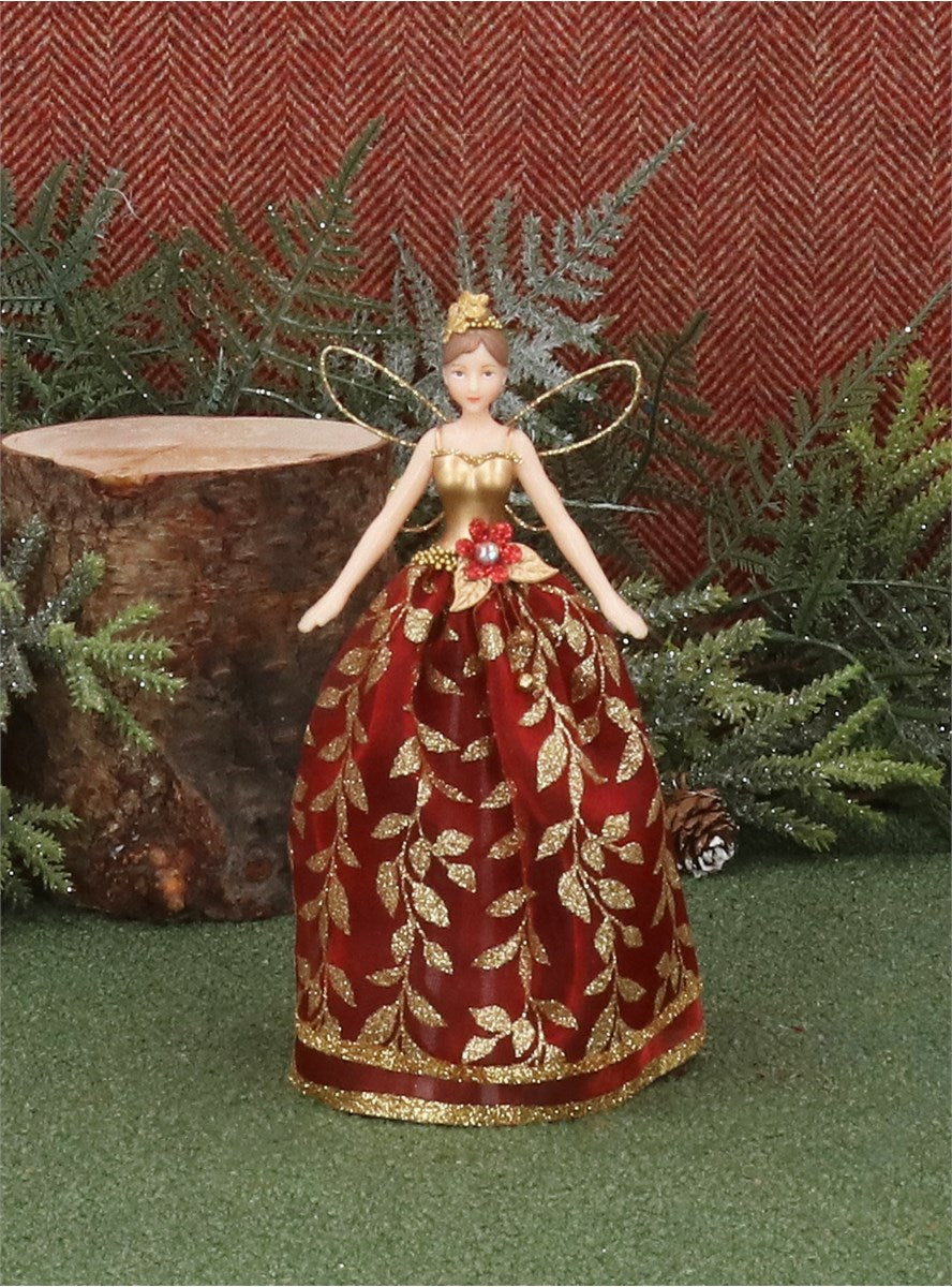 Red/Gold Leaf Tree Top Fairy Ornament Small