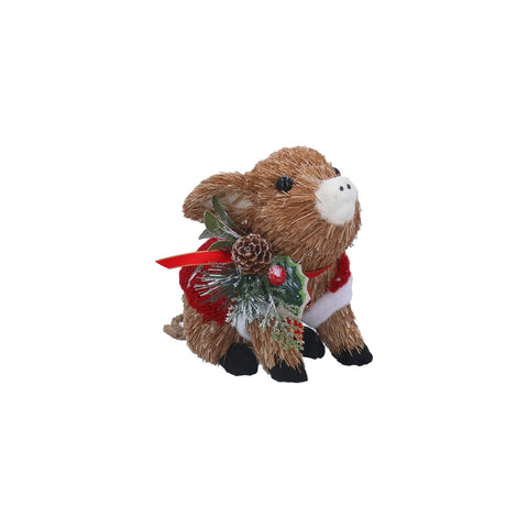 Bristle Pig W Santa Coat/Holly Dec