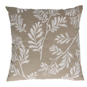 Taupe Embroidered Fern | Cushion | 45cm