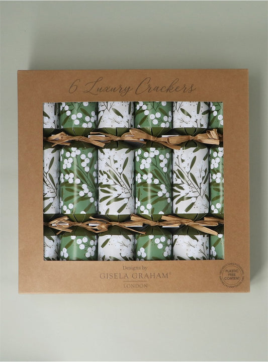 Mistletoe Green & Ivory Crackers Box of 6