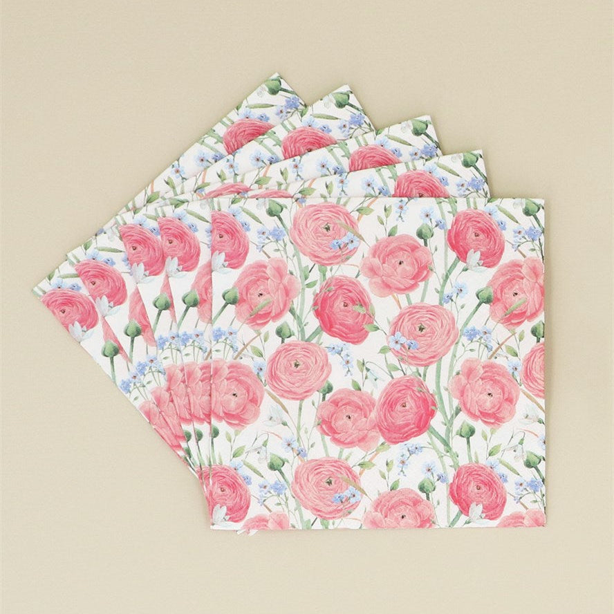 Paper Napkin | Pink Ranunculus | Pack of 20