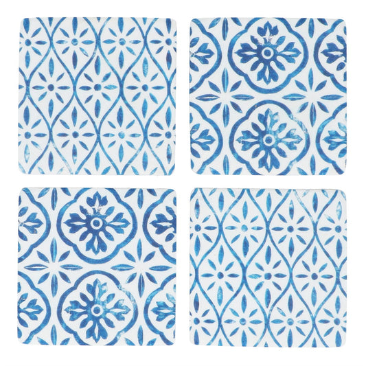 Indigo Tile Trellis Resin Coaster