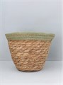 Green Trim Natural Woven Lined Pot Cover Sml