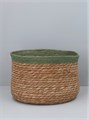 Green Trim Natural Woven Lined Tub Basket S/3