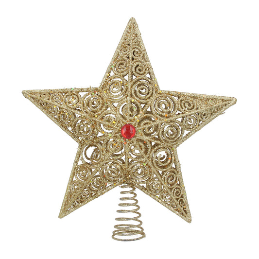 Gold Filigree Acrylic Tree Topper With Red