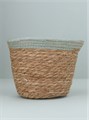 Blue Trim Natural Woven Lined Pot Cover Lge