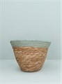 Blue Trim Natural Woven Lined Pot Cover Sml