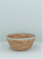 Blue Trim Natural Woven Basket Bowl Mini