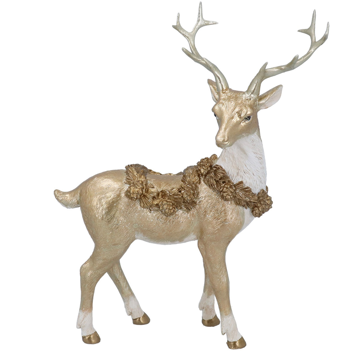 Gold Resin Stag With Cone Garland Ornament