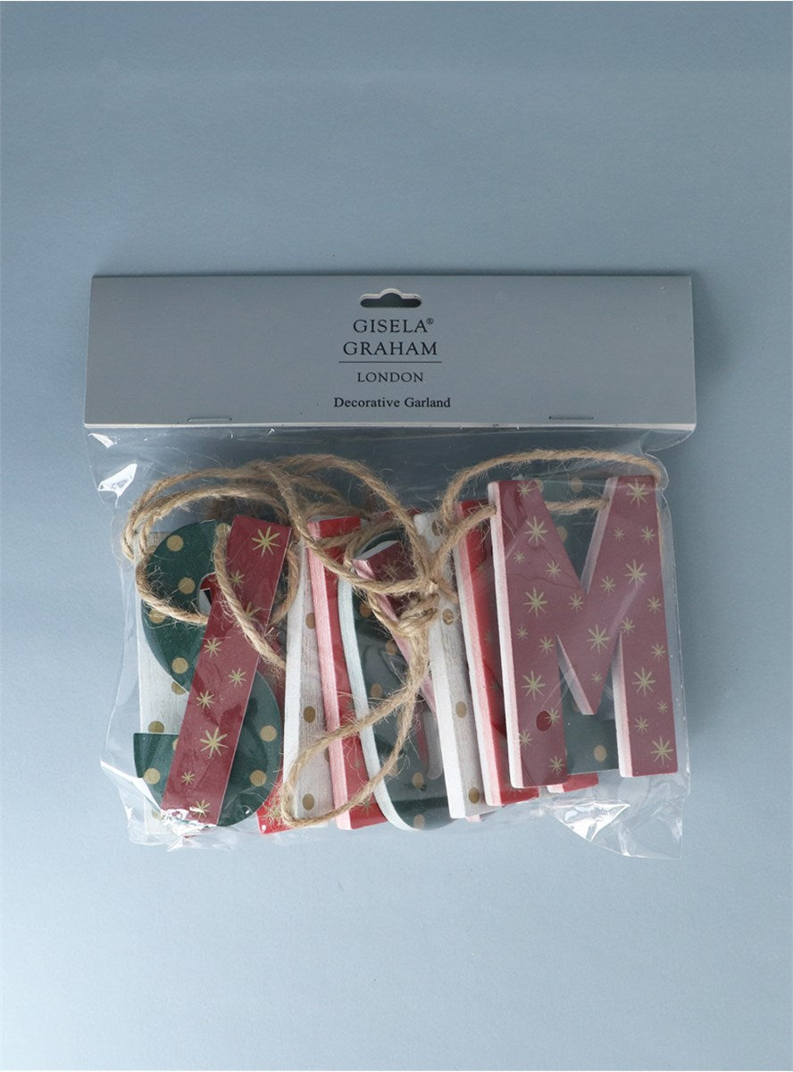 Wood Merry Christmas Garland