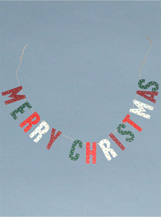 Wood Merry Christmas Garland