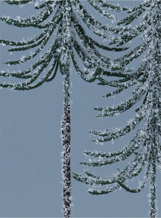 Frosted Slim Double Tree On Log Ornament