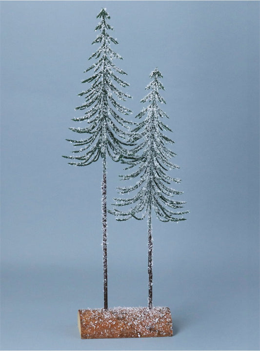 Frosted Slim Double Tree On Log Ornament