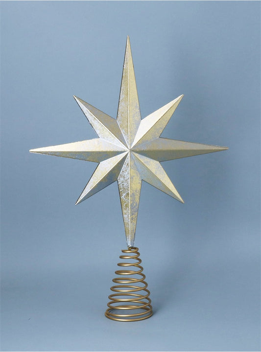 Antiqued Gold Acrylic 8-Point Tree Top Star