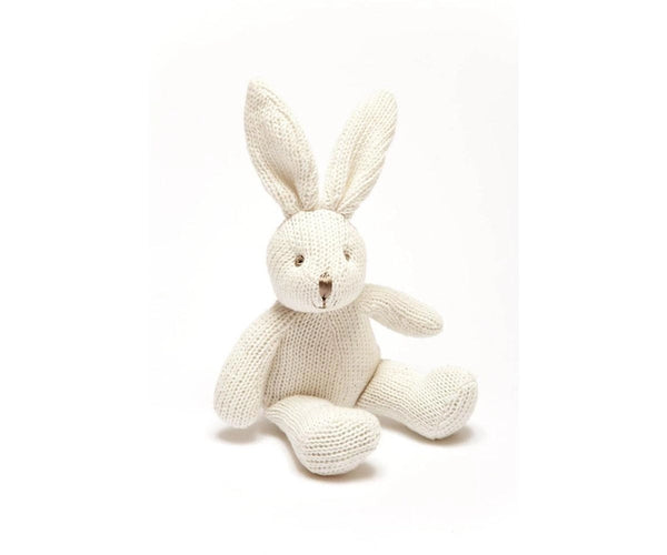 Knitted White Bunny Baby Rattle