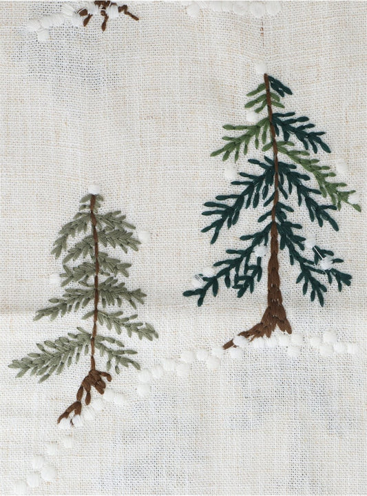 Fabric Table Runner W Embroidered Trees