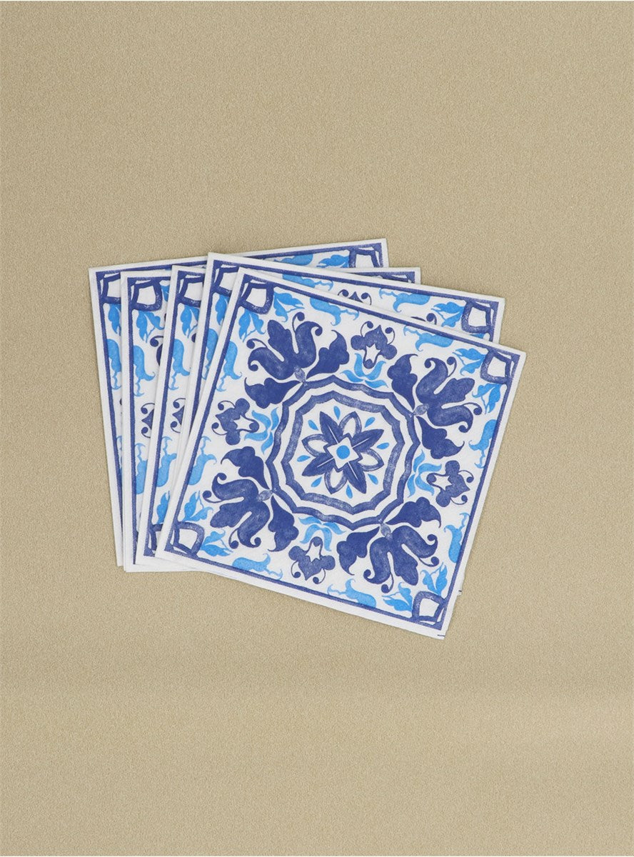 Blue Tile Design Paper Napkin | 20 Pack