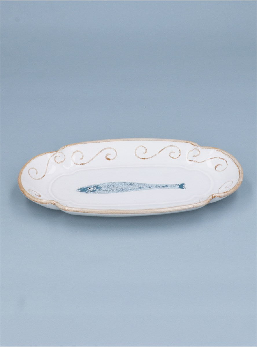 Fish Fluted Stoneware Oval Plate