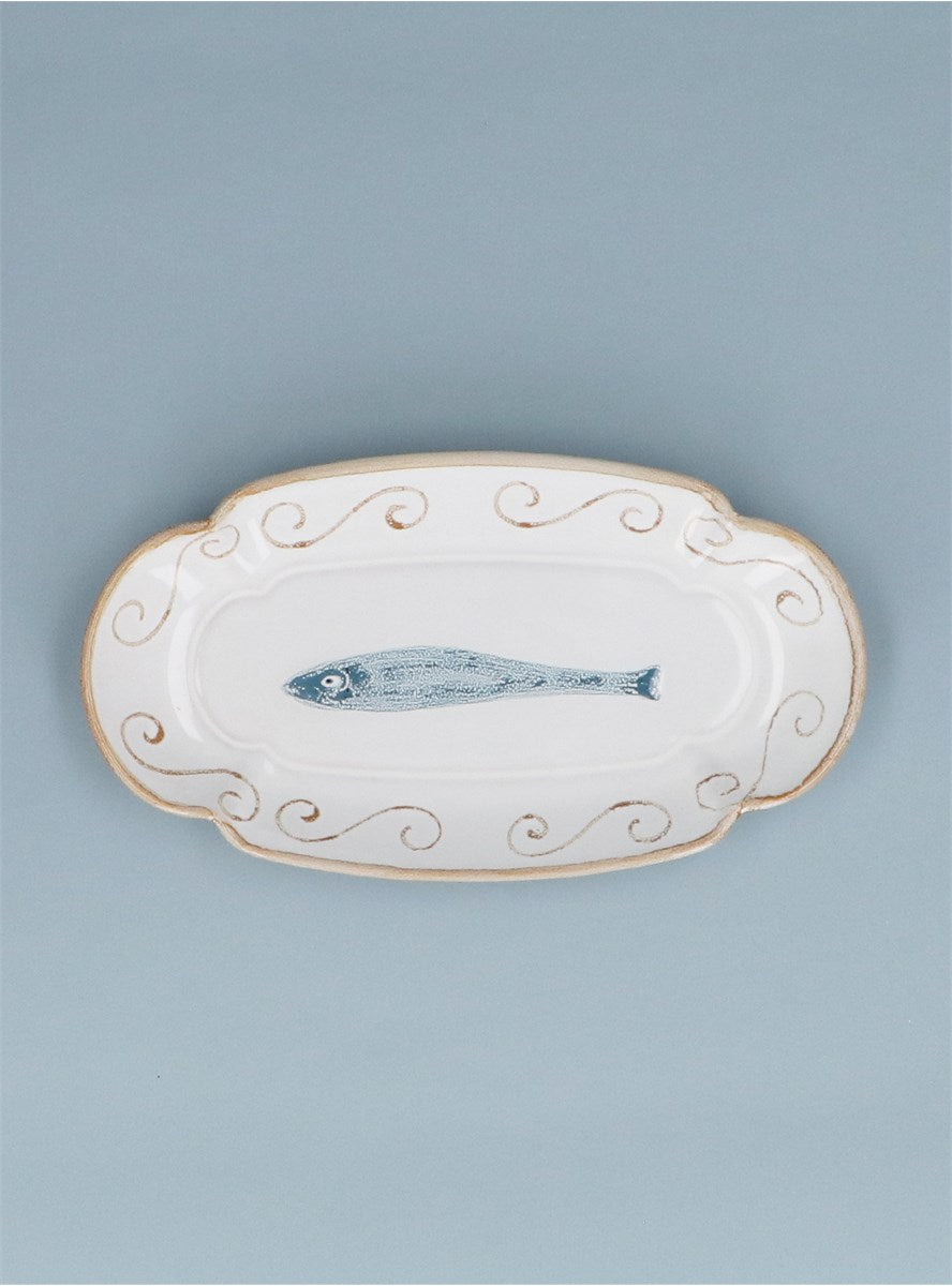 Fish Fluted Stoneware Oval Plate