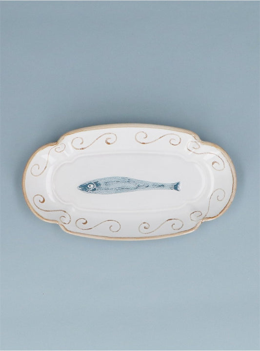 Fish Fluted Stoneware Oval Plate