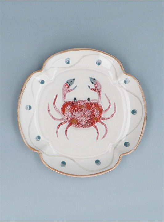 Crab Fluted Stoneware Plate