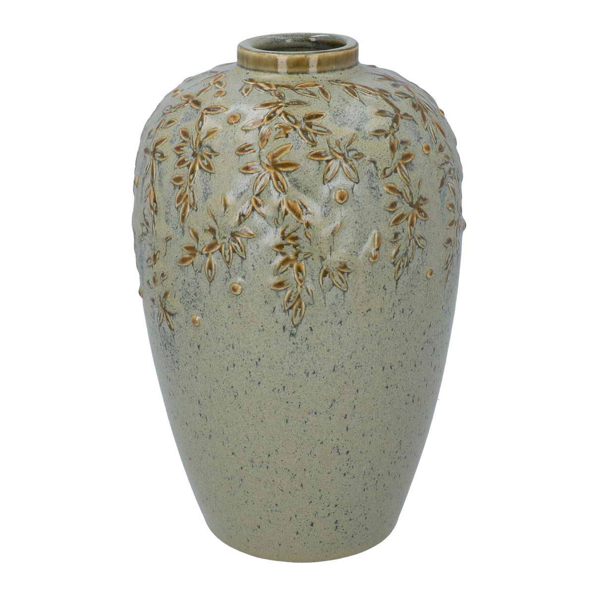 Verdigris Reactive Ceramic Vine Dec Vase Large
