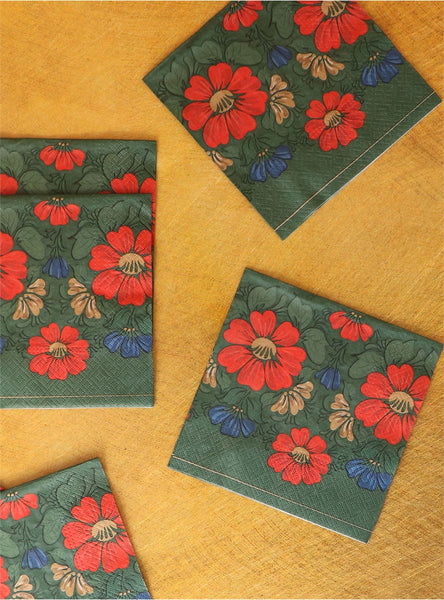 Folk Flowers Napkins | Pack of 20