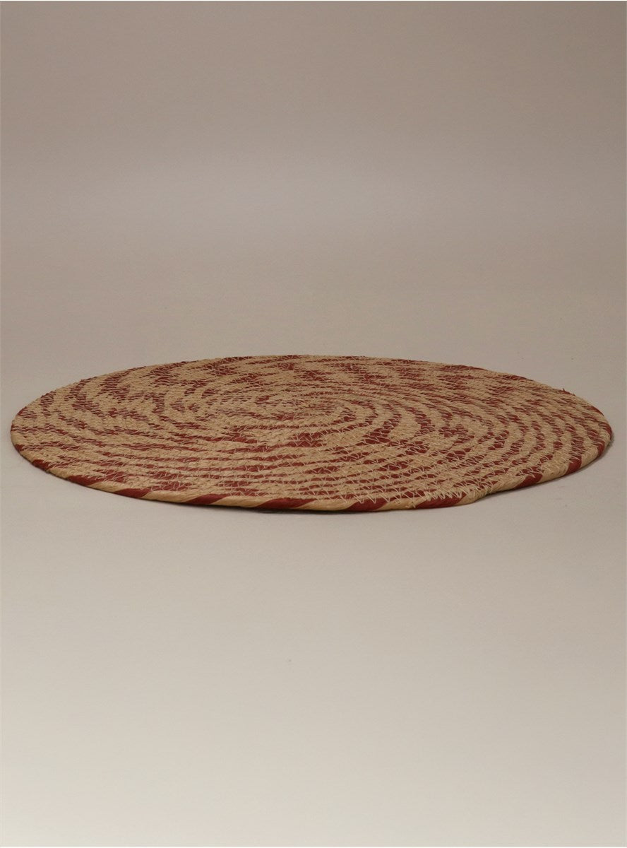 Pack of 4 Placemats | Natural & Burgundy Round