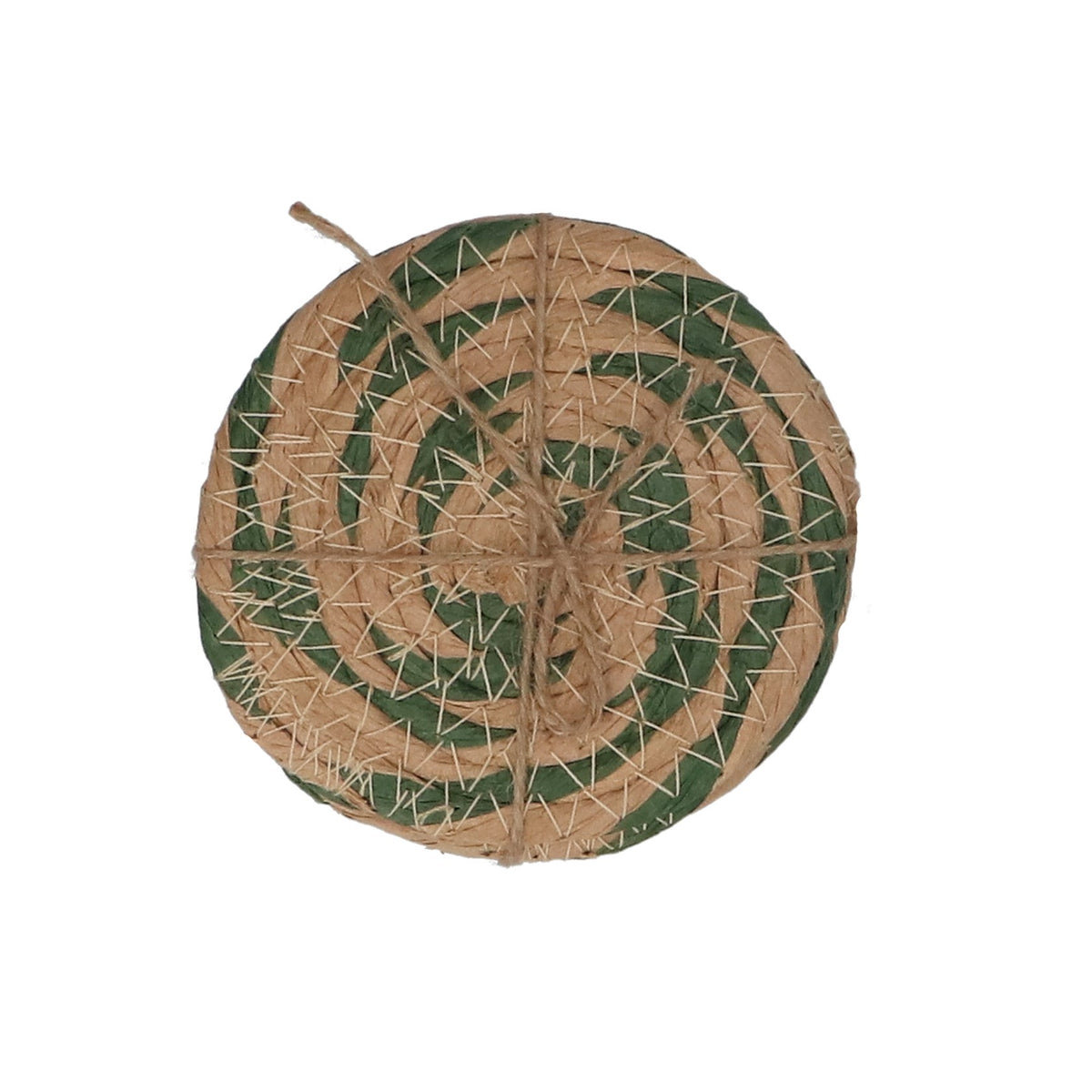 Pack of 4 Coasters | Natural & Green Round