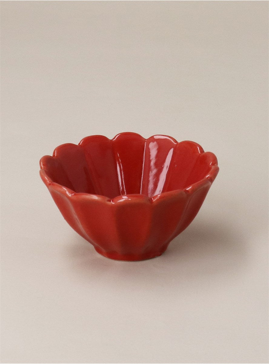 Burgundy Stoneware Fluted Mini Bowl