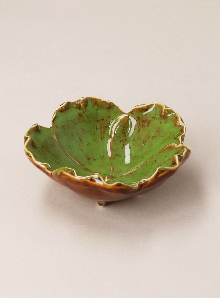 Green Reactive Stoneware Anemone Trinket Dish