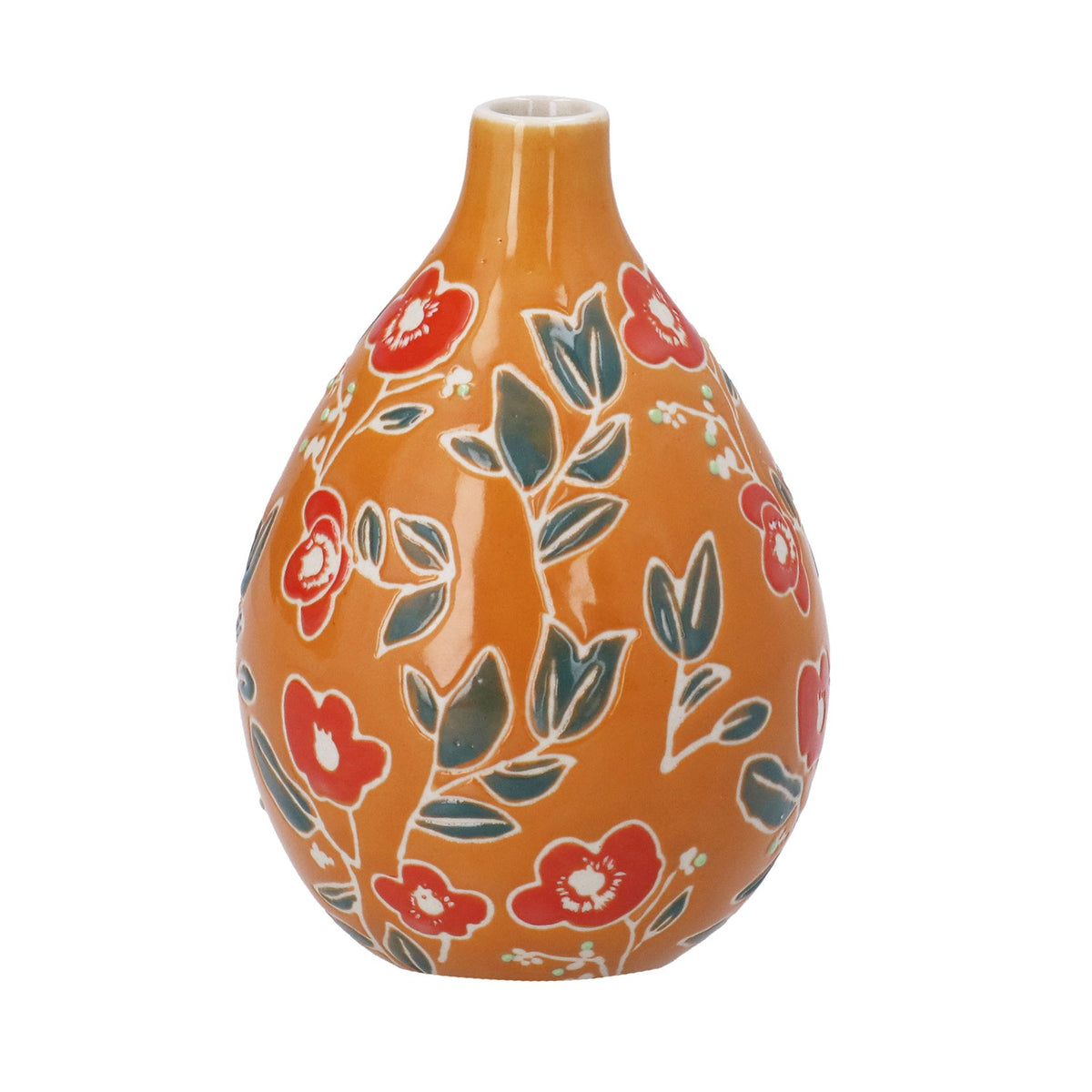 Decorative Vase - Orange Floral Pear