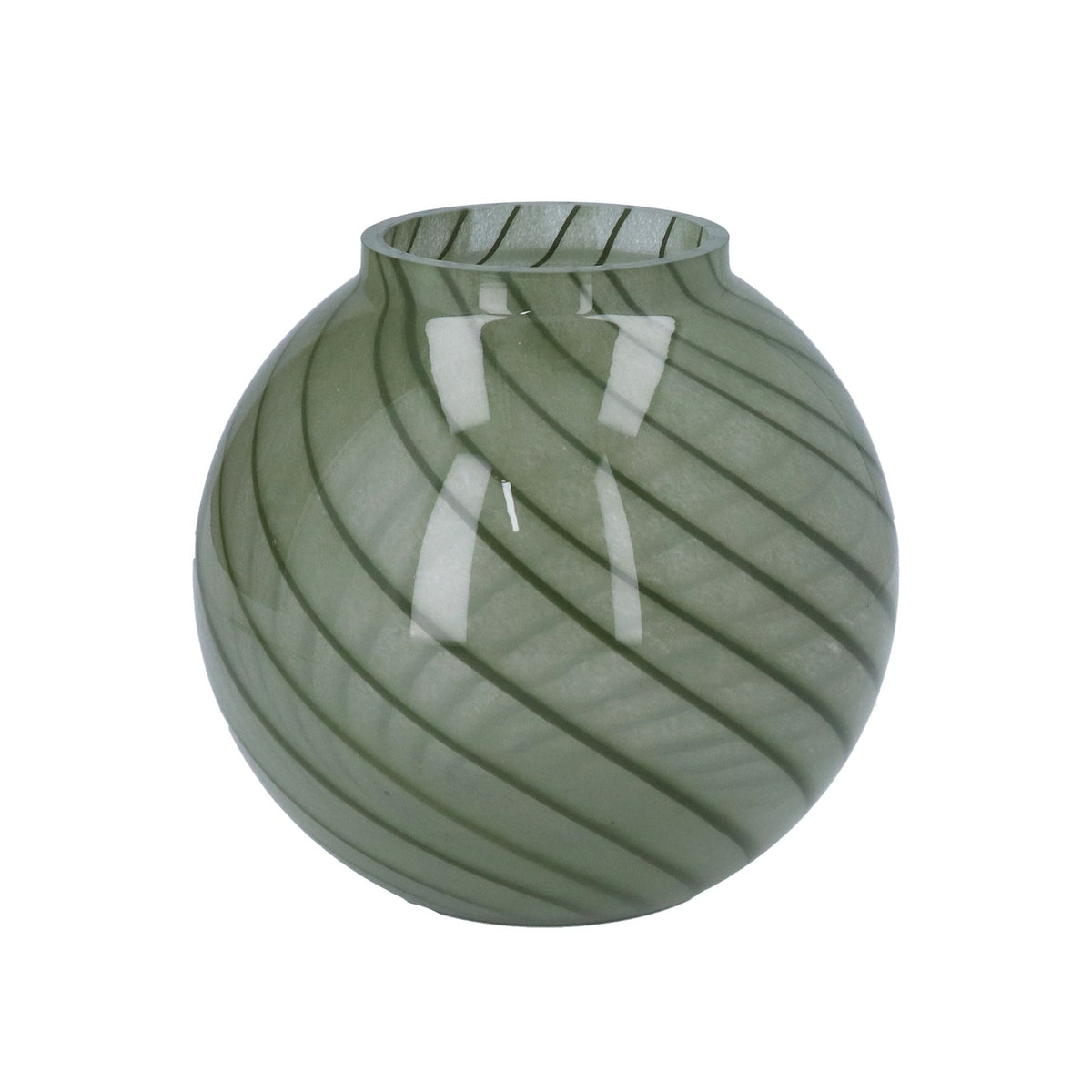 Glass Vase 19cm | Green Spiral Ball
