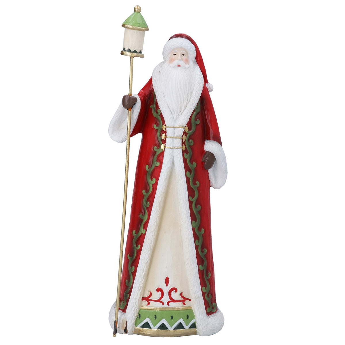 Resin Ornament 30cm Santa With Lantern Staff